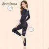 Beonlema buikslanke shapewear vrouwen volledige lichaam shaper lifter modellering bodysuit lange mouwen been shaper open crotch s-3xl 240322