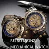 Men Watch Skeleton Automatic Mechanical Male Clock Top Brand Luxury Retro Bronze Sport Military Wristwatch Relogio Masculino J19072751