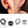 Hoop Huggie 1/4 pair of unperforated earrings titanium clip fake earrings round earrings suitable for women men punk party fashion sexy jewelry 24326