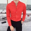 Mens Casual Shirts 2022 Autumn Stand Collar Shirt Mascina Boutique Långärmad Slim Solid Color Business Dress Drop Delivery Apparel OT1MK