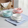 Наборы для посуды 5,5 дюйма цветовой фарфоровой фарфоровой чаши для хлопьев с хлебной тарелкой для завтрака для завтрака