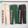 Zwart Groen Abrikoos Joggingbroek Mannen Vrouwen 1 Losse Handdoek Geborduurde Rhude Casual Broek Jogger Multi Pocket Broek8