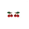 Boucles d'oreilles en verre strass doux cerise fruits pour femmes fille exquise polyvalente accessoires de mode livraison directe bijoux Otlaq