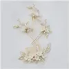 Tiaras Slbridal Handmade Freshwater Pearls Ceram Flower Blower Bridal Hair Comb Pin 세트 헤드 피스 보석 액세서리 240311 드롭 배달 HA OT3N7