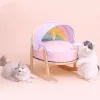 Esteiras de madeira gato balanço cama de balanço lavável pet macio pelúcia casa gatinho dormir rede esteira berço do gato camas pequeno cão cama m6106