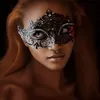 Strass Metal Masquerade Máscara Mulheres Máscara Veneziana Venetian Party Prom Ball Metal Máscara Halloween Carnaval Mardi Gras Prom Mask 240326