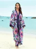 Cardigan Kimono bohème violet pour femmes, Cover-Up pour maillot de bain, Robe de maison décontractée, vêtements de plage, tunique enveloppante, Q1525