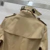 Women Khaki British Jacket Double Breasted With Belt Long Trench Classic Lapel Long Sleeve Windproof Overcoat Streetwear