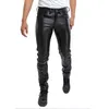 2023men Leather Pants Slim PU Leather Trousers Fi Elastic Motorcycle Leather Pants Waterproof Oil-Proof Male Bottoms O5ri#