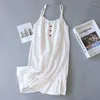 Ropa de dormir para mujer Camisón de crepé de algodón para mujer, camisón cómodo de verano para el hogar, camisón de gran tamaño con estampado Simple, pijama femenino