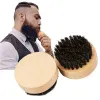 Barbe poils du visage brosse à barbe poils pour hommes poils ronds durs manche en bois ensemble de moustache Massage du visage beauté 11 LL