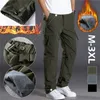 Calças soltas quentes masculinas Fi Cargo Pants Winter Plush Work Wear New In Large Size 3xl Casual Escalada Corredores Sweatpants d3Ci #