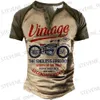 Męskie koszulki Summer Mens Henley Shirt Graphic Motorcycle Henley odzież odzież 3D Drukuj na zewnątrz Krótki slve-dół mody T240325