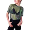 Tanques de mujer Camis Nueva camisa para mujer sexy rejilla transparente manga corta top malla visible transparente y suelta moda S-XL 24326