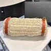 2024 KVINNA STRAW STRACH PAGS Designer Bag Pillow Shoulder Bags Fashion Chain Purse Medium Size Gold Letter 5A