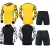 キッズアダルトゴールキーパーサッカージャージーセットチャイルドキットメンズシャツパンツまたはショーツスポンジ保護ゴールキーパーフットボールユニフォーム240320