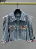 EWQ Tassel Rivet Colorful Diamond Denim Jacket Fashion Femmes Femmes Long Streetwear Diswears Vestes Coat Top Summer 240311