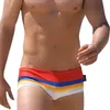 men's Stylish Striped Briefs Swimming Trunks Sexy Low Waist U-Cvex Board Shorts Swimwear Holiday Beach Vacati Bathing Suit 65R8#