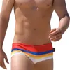 Heren stijlvolle gestreepte slips zwembroek sexy lage taille U-Cvex boardshorts badmode vakantie strand vacati badpak 65R8 #