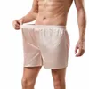 Uomini Biancheria intima di raso Boxer Pigiama di seta liscia Tronchi Pantaloncini Biancheria intima Biancheria da notte allentata Casa Pantaloni da notte Indumenti da notte Boxer T3mD #