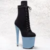 Dance Shoes 20CM/8inches Suede Upper Modern Sexy Nightclub Pole High Heel Platform Round Toe Women's Ankle Boots 337