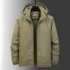 spring Military Jacket Outwear Hiking Jacket Hat Detachable Windbreaker Fleece Lined Warm Hooded Jacket Waterproof Mens Coats v9JI#