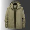 Frühling Militärjacke Outwear Wandern Jacke Hut Abnehmbare Windjacke Fleece Gefüttert Warme Kapuzenjacke Wasserdichte Herren Mäntel v9JI #