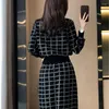 Werkjurken plaid truien 2 -delige sets vrouwen causaal half coltrui gebreide pullover Koreaanse tracksuit slanke hoge taille gebreide rokken kleren