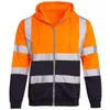 Männer Streifen Patchwork Kapuzenjacke Ski Hoodies Reflektierende Sichtbarkeit Arbeitskleidung Mantel Farbblock Arbeitskleidung k5oM #