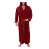 Sleepwear Pockets Soft Solid Color Men Coral Fleece LG Bath Robe Home Gown Sleepwear R7R8#