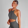 Yoga Outfit Crop Top Colete Sem Costura Correndo Ginásio Feminino Roupas Esportivas Sólidas Treino Fitness Sutiã para Mulheres