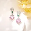 Boucles d'oreilles EYER de luxe pour femmes, bijoux colorés en zircone cubique, goutte d'eau, accessoires pour robe de soirée de mariage, 2024