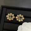 Orecchini di cristallo placcati oro 18 carati Designer di marca Borchie Eardrop Lettera Orecchini geometrici Orecchini classici da donna con strass Orecchino Matrimonio Compleanno Festa Gioielli Regalo