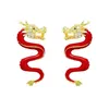 Studörhängen 1Pair Light Luxury Temperament Chinese Year Dragon Zodiac For Women Girls Jewelry Drop Delivery OTTTR6