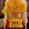 装飾的な花シトリンマクロカルパクラシックチャイニーズスタイル装飾彫像デスクトップオーナメントクリスタルマネーツリーデリケート