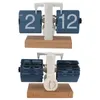 Table Clocks Digital Flip Clock Down Wood Base 12H AM PM Knob Adjust Large Number Retro Battery Powered For Living Room