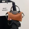 Tienda de bolsos Venta al por mayor Venta al por menor Nuevo Nicho Mochila para mujer de color contrastante 2024 Bolso de bola de masa de mano moderno y elegante con textura cruzada