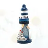 Dekorative Figuren, Leuchtturm-Dekor aus Holz, nautische Figur, Ozean, rustikaler beleuchteter Turm, Meeresstrand-Themenstatue