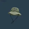 Chapeaux à bord large chapeau seau de seau japonais pêcheur brodé chapeau de pêche en plein air camping bassin bassin couple modèle chapeau de pêche au chapeau de pêche C24326