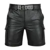 Men's Shorts Men Faux Pu Leather Pants Fashionable Trendy Solid Casual Gothic Short Korean Clothes Trousers