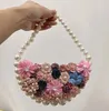 Abendtaschen Mode 3D-Blumen-Handtasche Trendige Perle Kristall Unterarmtasche Abendessen Süße Sommer-Strand-Geschenke an Freunde Geldbörse