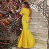 Shoulder One Sharon Arabic Elegant Said Mermaid Yellow Evening Dresses For Women Wedding Party 2024 Dubai Blue Formal Gown Sf014 mal