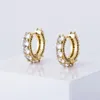 Hoop Earrings 1 Pair Hip Hop CZ Stone Paved Bling Out Circle For Men Women Unisex Fashion Jewelry Rose Gold Silver Color