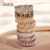 Band Ringen ZAKOL Mode Murtilcolor Franse Zirconia Ring Womens Marquise Crystal Heren Ring Bruiloft Sieraden Geschenken J240326