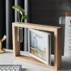 Frame 6 Inch Rotation Photo Frame Wood Photo Holders with Led Light Home 3D Cartoon Couple Picture Frames Ornament Gifts