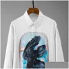 Hommes Casual Shirts New Abstract Llows Imprimé Luxe À Manches Longues Mâle Haute Qualité Slim Fit Party Man 3XL Drop Livraison Vêtements Clothi Otge9