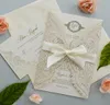 Ivory Laser Cut Wedding Invitation with Ivory Shimmer Insert and Ivory Ribbon Bow Laser Cut Wrap Invitation9027767