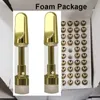 1000pcs Golden Ceramic Carts Vape Cartridges 0.8ml Empty Thick Oil Atomizers Metal Flat Screw in Tip Ceramic Coil 510 thread Atomizer OEM Logo Packaging