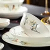 Ensembles de vaisselle Jingdezhen Bone China Bol et plat Ensemble ménage haut de gamme chinois riz peint en or mariage pendaison de crémaillère cadeau onglet d'achat