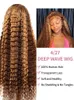 40 Inch Highlight Ombre Deep Wave Glueless Wig Human Hair Ready To Wear Brazilian Colored 13x4 Curly Lace Frontal Wigs for Women
